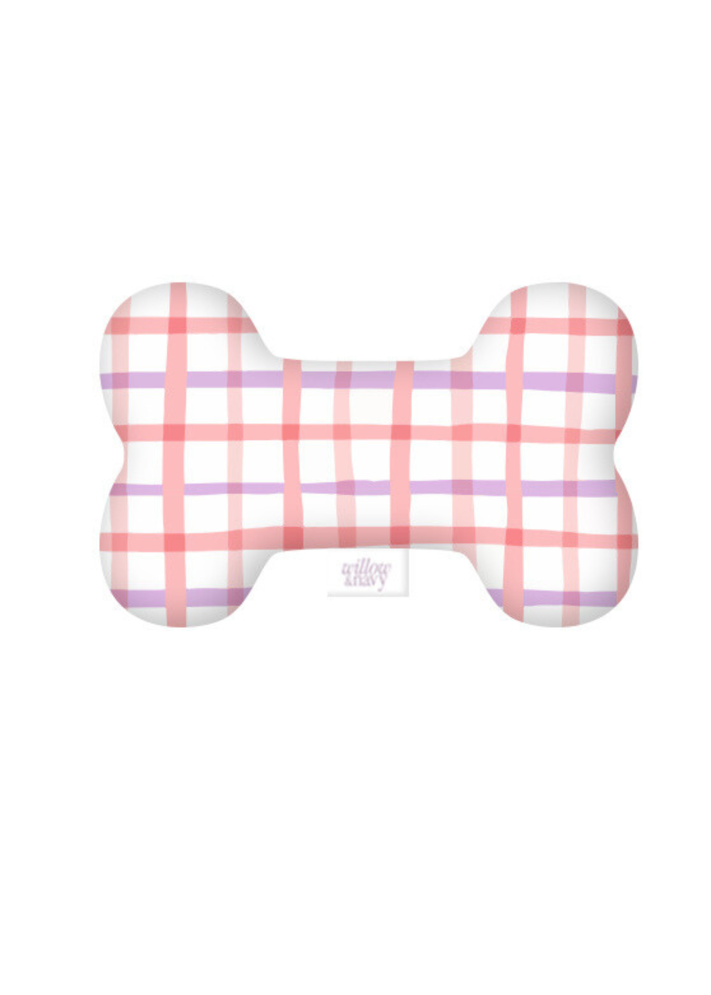 Willow & Navy - Wholesale Pet Squeaky Toy - Dog - Pink Plaid Dog Bone Squeaky Plush Toy1