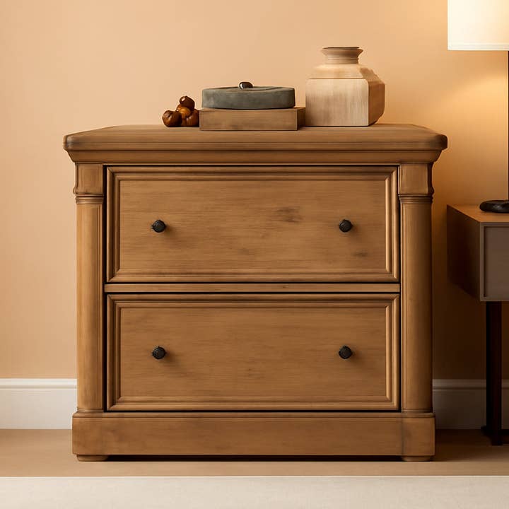 2 Drawer Palladia Filing Cabinet In Vintage Oak Finish For Home Office With Full Extension Slides for wholesale on Faire0