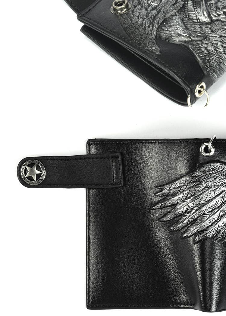 Tourtiwi – wholesale Wallet - Men’s – Gothic Indian Pattern Bifold Chain Wallet7