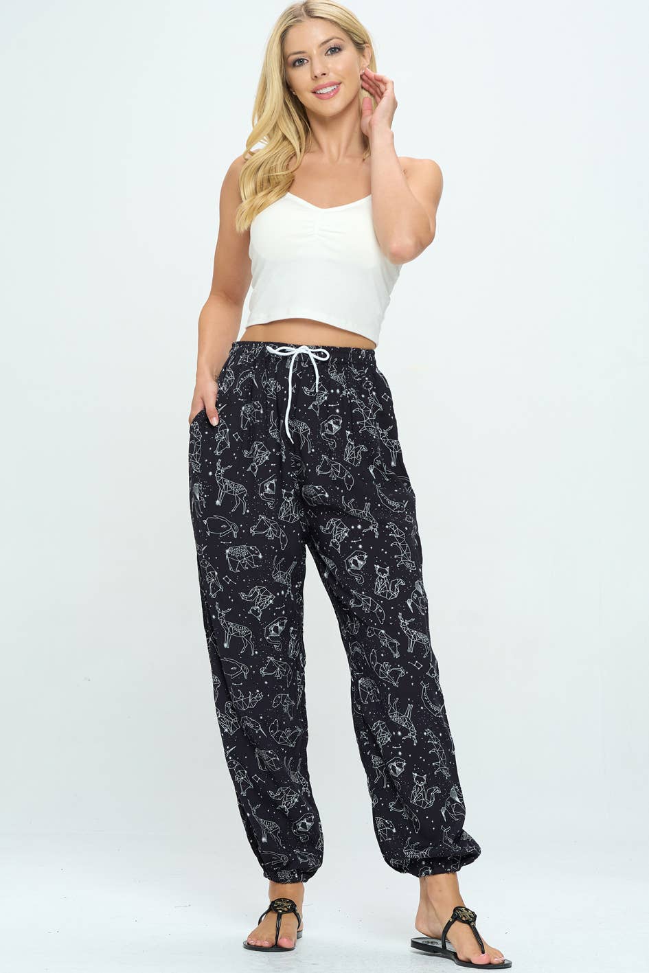 LA Soul - Wholesale Pants - Women's - Celestial Animal Print With Drawstring and Pocket2