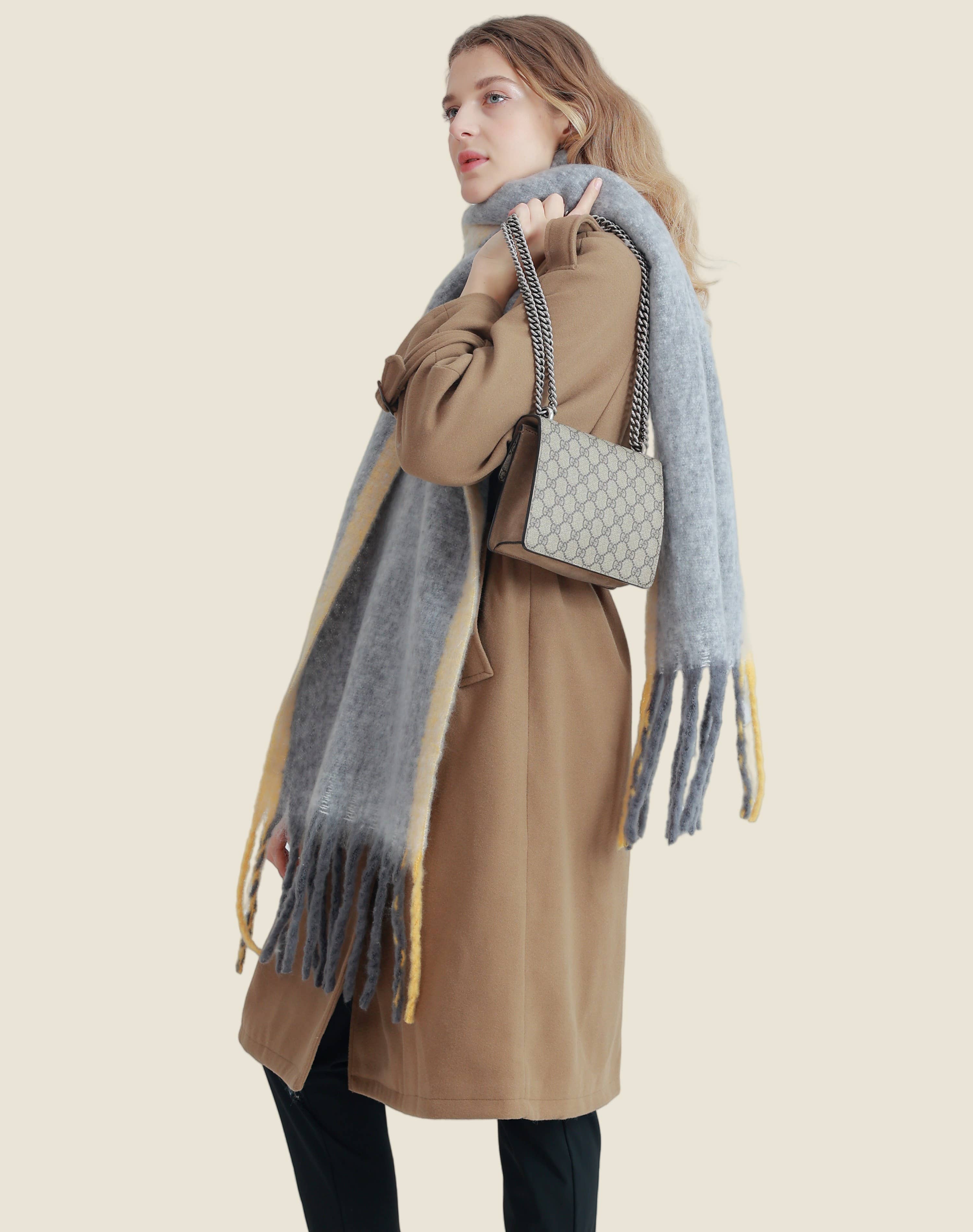 JC Sunny Fashion - Wholesale Scarf - Women's - JC021030 Long Fringe Cozy Fuzzy Two-Tone Ombre Scarf2