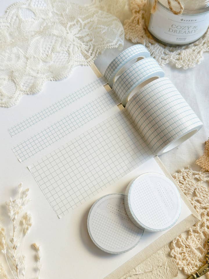 nastro washi a griglia blu bianco per la vendita all'ingrosso da parte di leelajournals