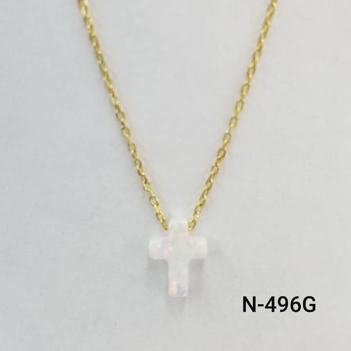 Cross Opal Charm hängande halsband för wholesale av Silver N Accessories