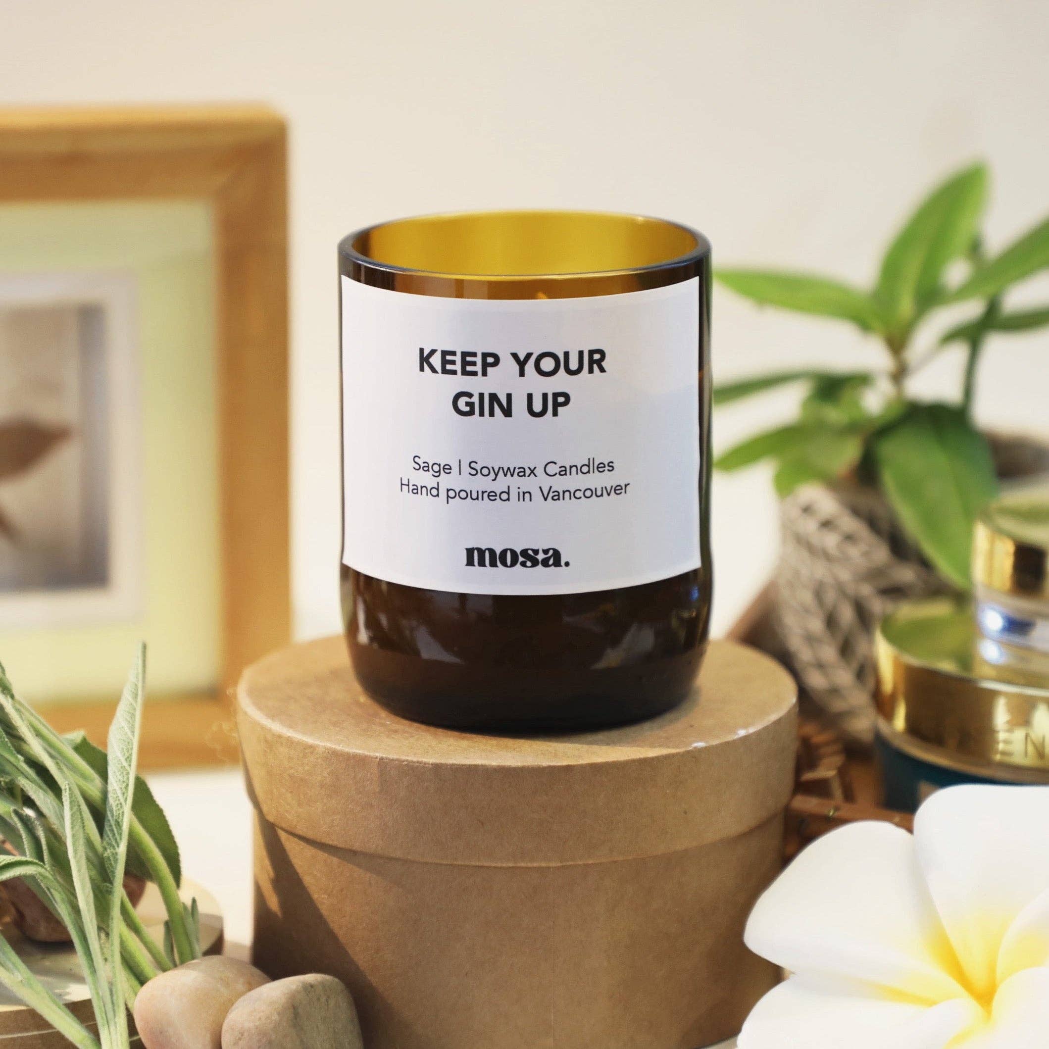 Mosa - Wholesale Jar/Filled Candle - Keep Your Gin Up - Sage Candle7