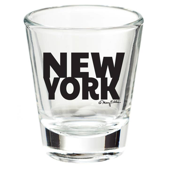 Mary Ellis - Wholesale Shot Glass - New York Shot Glass Graphic Text