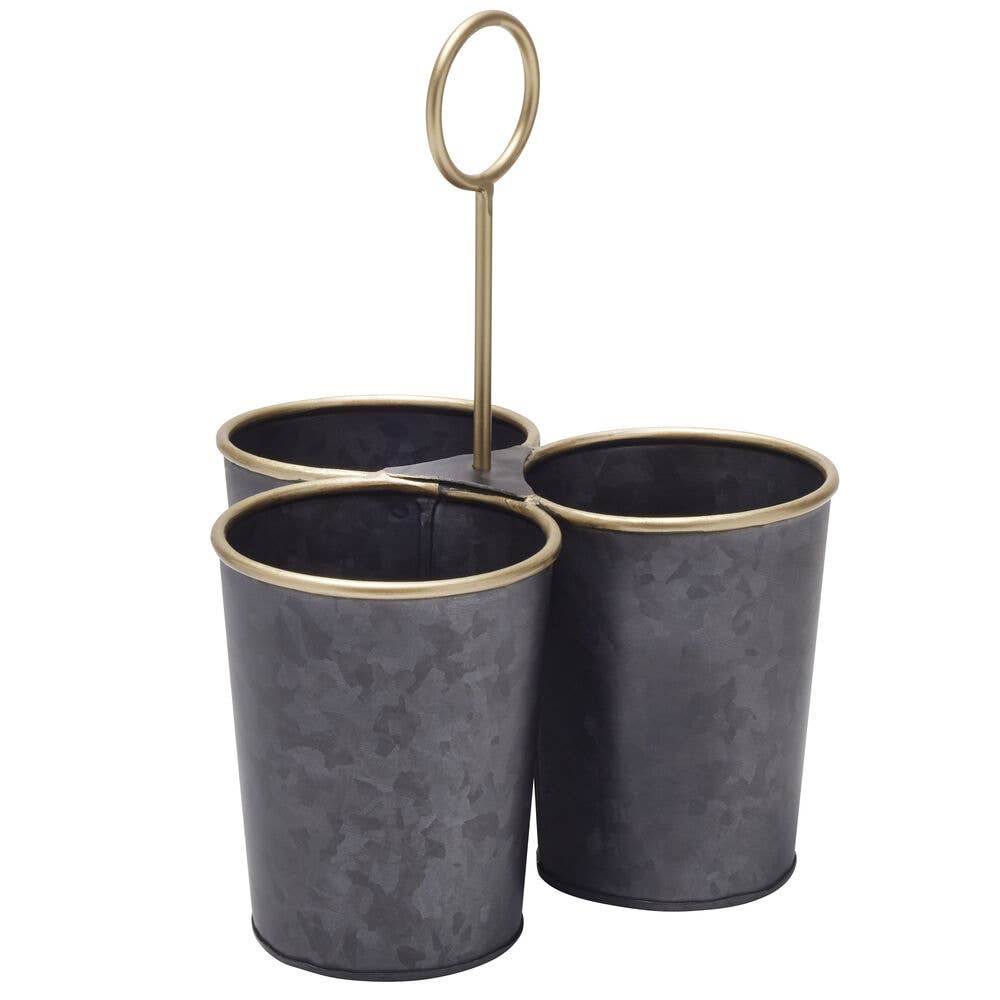 Lifetime Brands Silverwarehouse - Wholesale Flatware Caddy - Towle Living Black Galvanized Round Cup Flatware Caddy0