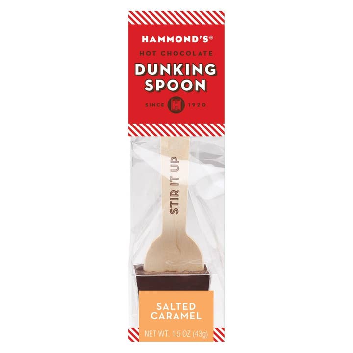 Hammond's Candies - Wholesale Hot Cocoa Spoon - Salted Caramel Dark Chocolate Dunking Spoon 1.5oz