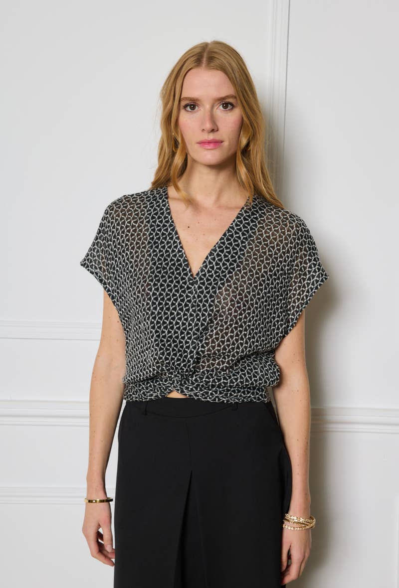 LULUMARY - Wholesale Blouse - Women's - Textured crop top H70014
