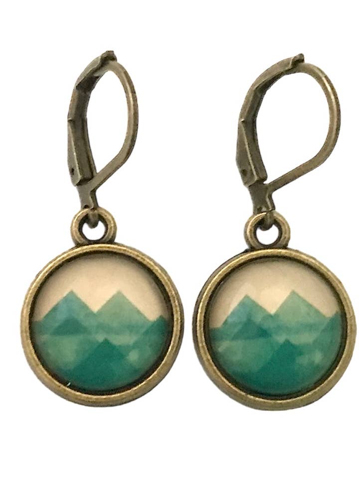 Photo Glass Turquoise Mountain Earrings for wholesale by Dreamspirit