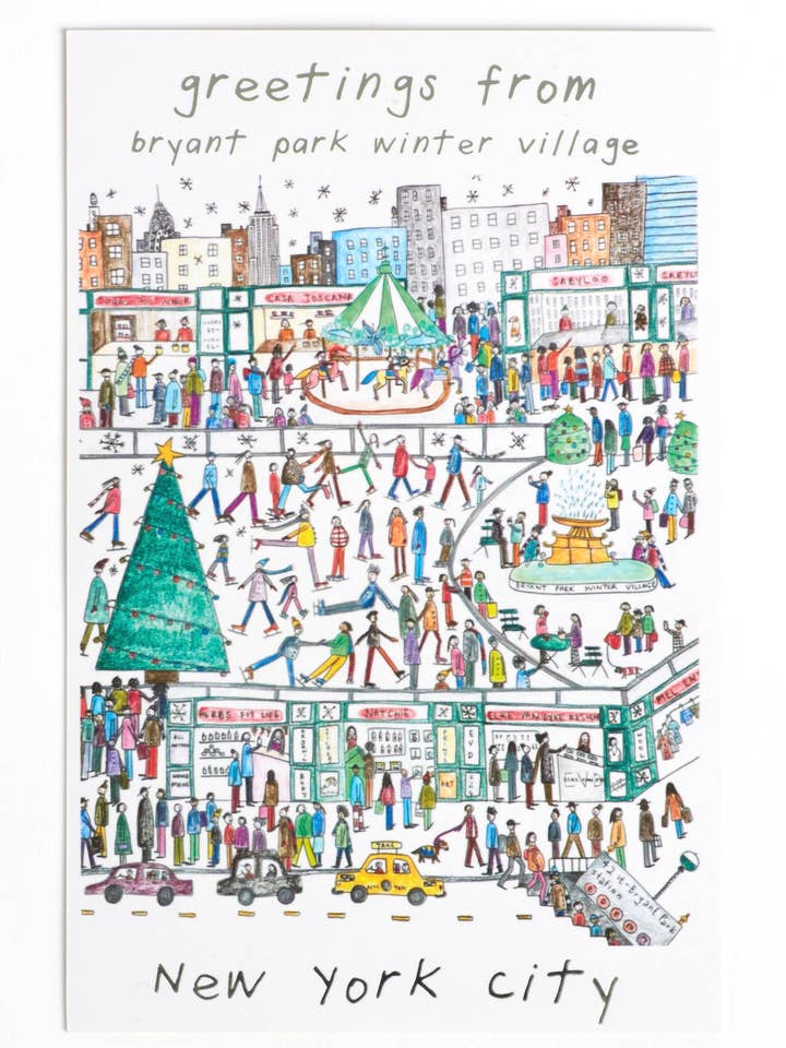 Greetings From Bryant Park Winter Village Postcard for wholesale by Natchie
