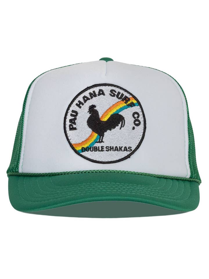 Pau Hana Surf Company Casquette de camionneur en vert fendu pour la vente par Friday Feelin'