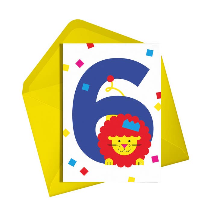 6th Birthday Card Lion | Kids Card | Unisex | Animal Card for wholesale by Alphablots