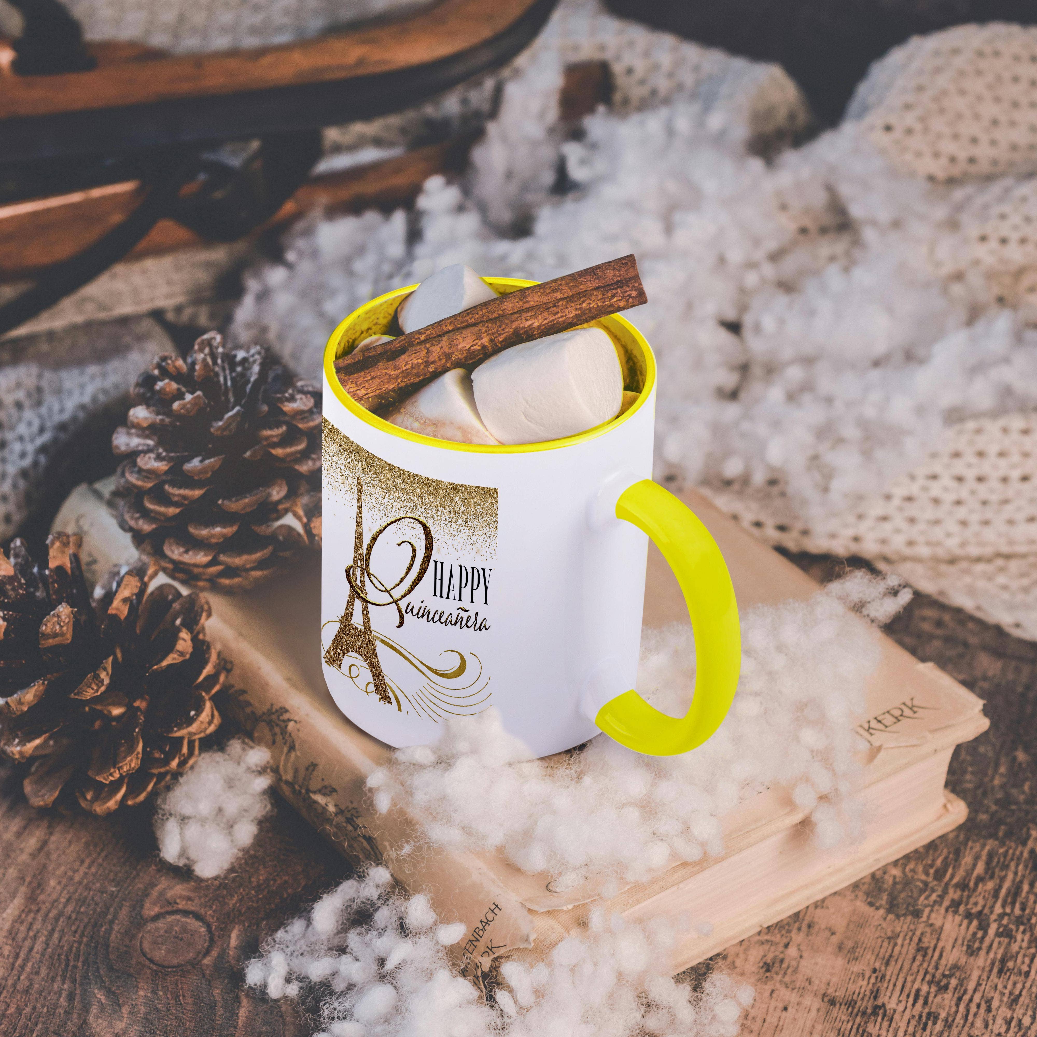 3dRose - Vente Tasse à café - 3dRose, Joyeuse Quinceañera avec une image de la tour Eiffel dorée, Tasse5