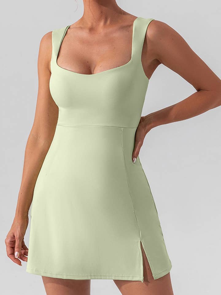 CWDSD3584_SOLID COLOR SEXY STRAP YOGA TENNIS ACTIVE DRESS for wholesale by NINEXIS