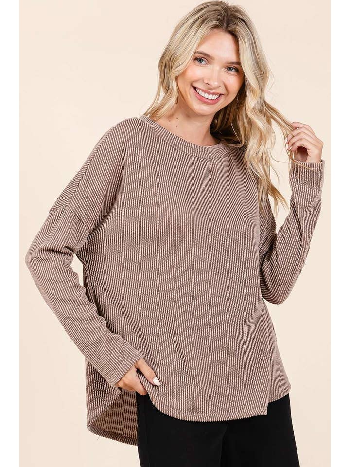 mittoshop - Wholesale Tunic - Women's - URBAN RIB KNIT LONG SLEEVE RELAXED FIT TOP5