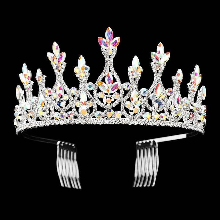 Sensibling Corp. - Wholesale Tiara - Women's - Marquise Stone Cluster Embellished Royal Crown Princess Tiara5