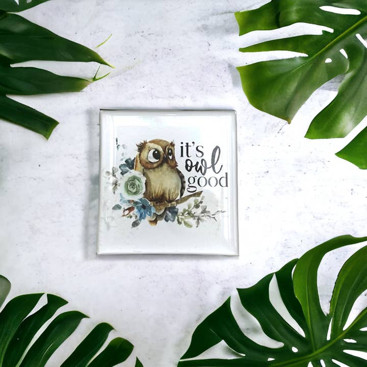 Owl Glass Magnet for wholesale by CRETE TRADING INC