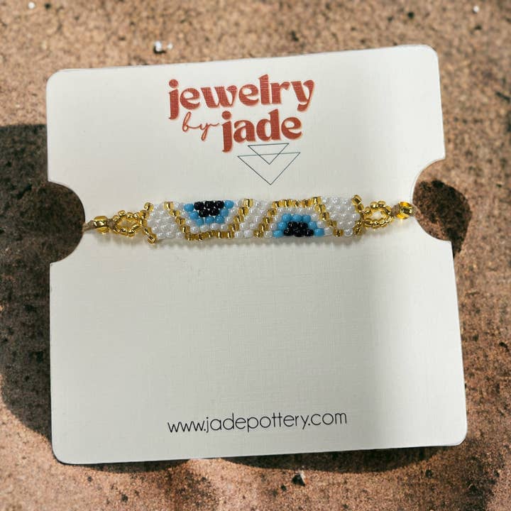 geweven armband van rocailles evil eye miyuki verstelbaar voor wholesale door Jade Pottery & DIY Studio