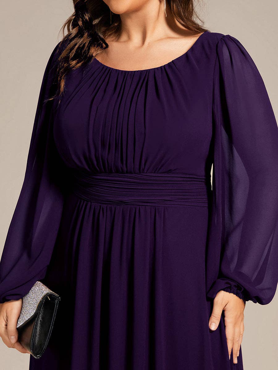 Ever-Pretty - Wholesale Gown - Women's - Plus Size Long Lantern Sleeves Round Neck Bridesmaid Dress29