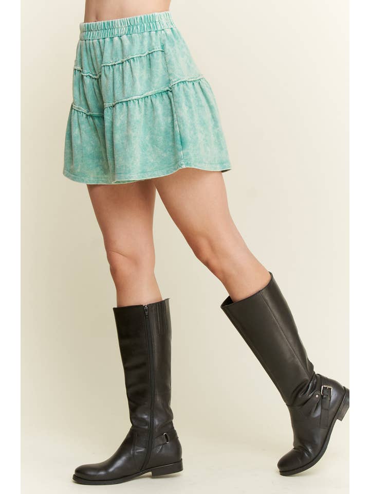 J.Her - Wholesale Shorts - Women's - MineralWashed Ruffle mini shorts HP585013