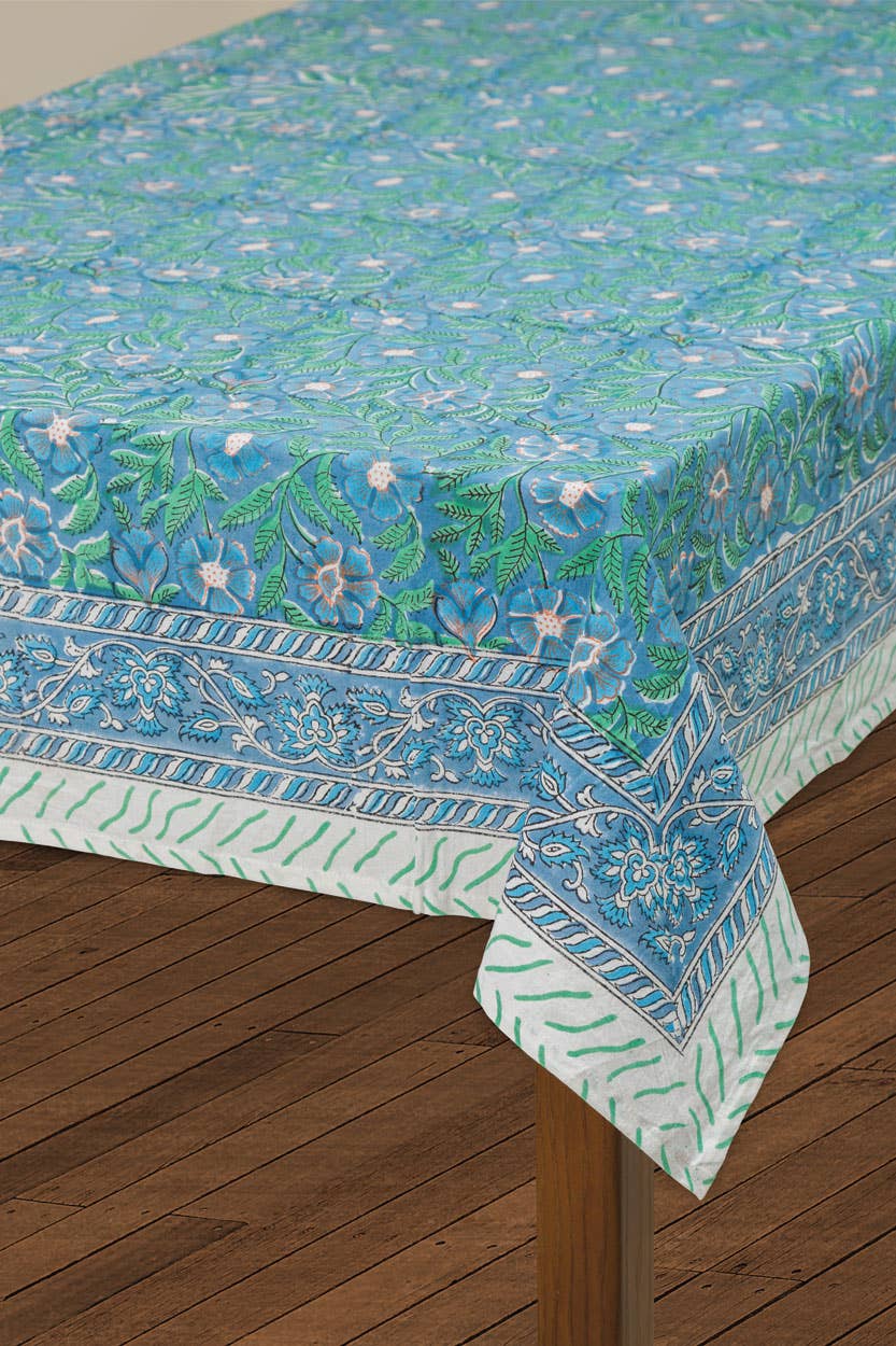 Sevya Handmade - Vente Nappes - Nappe Sévée Handmade en coton 100 % - motif sauge et bleu3