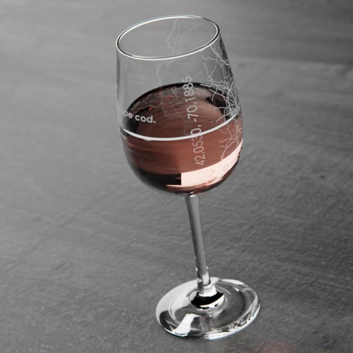 Well Told - Wholesale Wine Glass - Cape Cod MA Map Stemmed Wine Glass