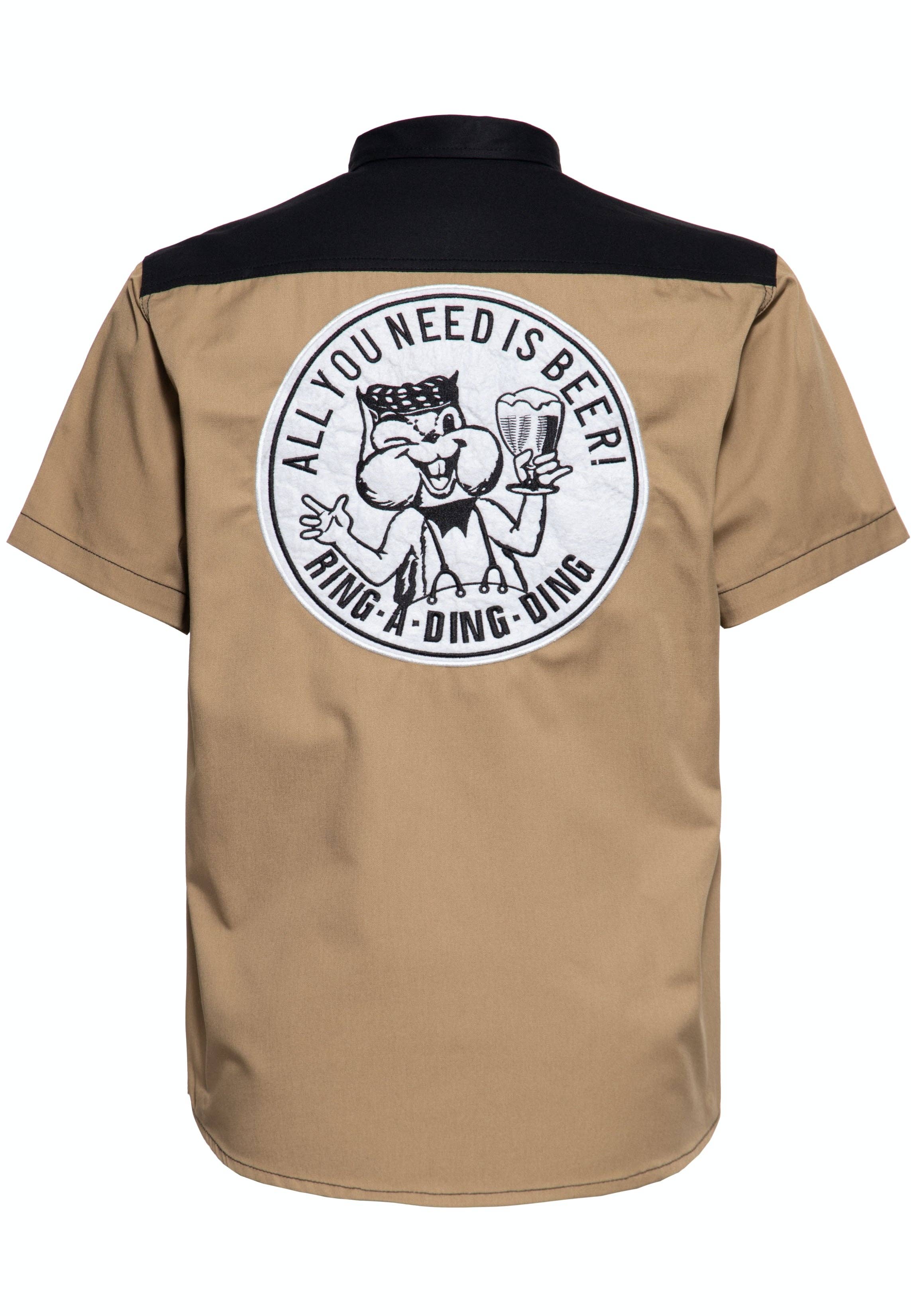 KING KEROSIN - Wholesale Shirt - Men's - Workwear short sleeve shirt “All You Need is Beer”1