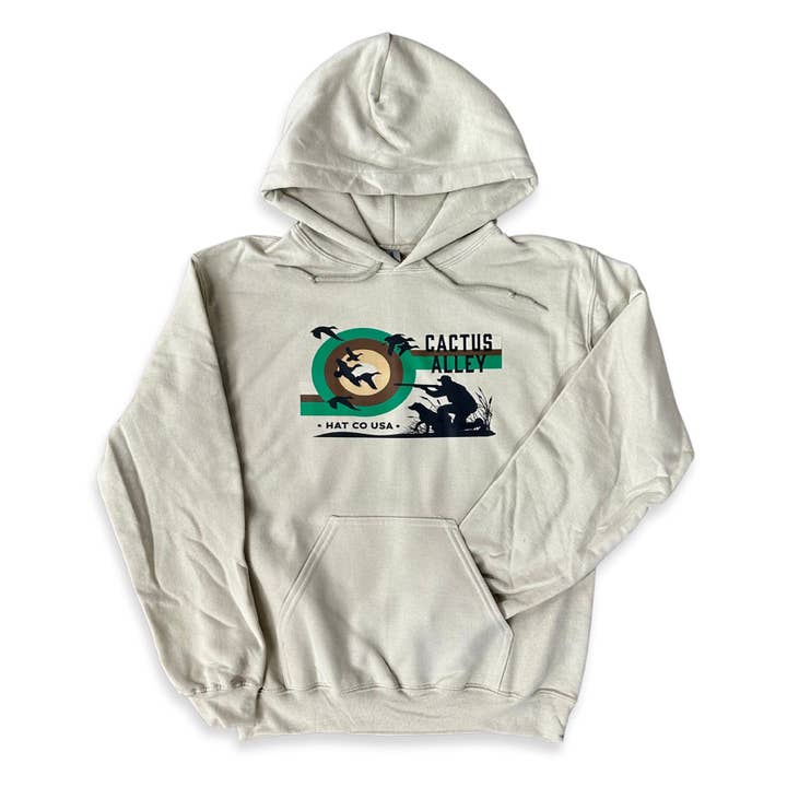 "Duck Hunt" - Sand Adult Hoodie (WESA JAN 2024) for wholesale by Cactus Alley Hat Co.