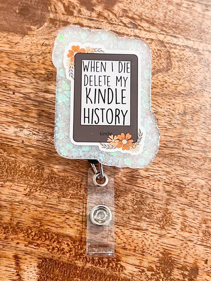 Skjul min Kindle-historie | Humor-emblemrulle for voksne | Bogelsker for engroshandel hos Hollow Grove Designs