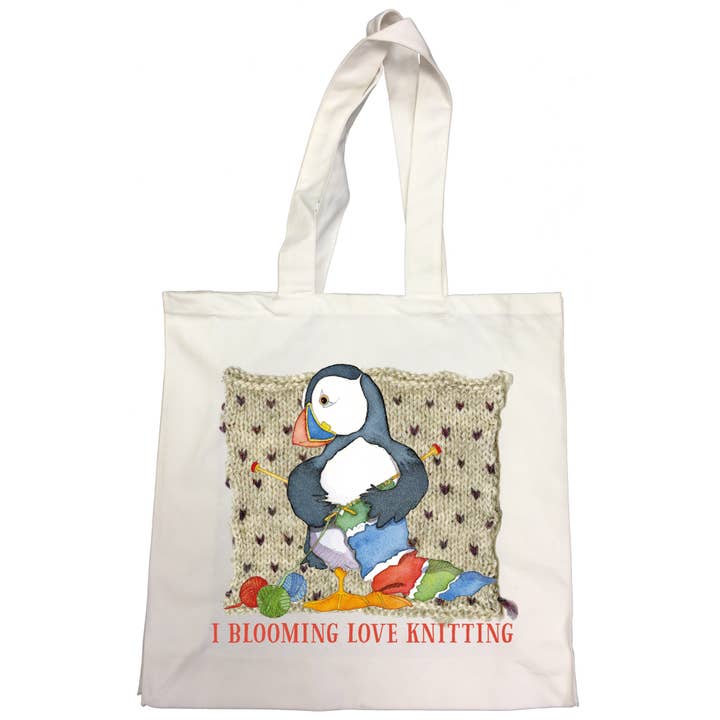 Emma Ball Ltd - Wholesale Tote Bag - Women's - I Blooming Love Knitting Cotton Canvas Bag