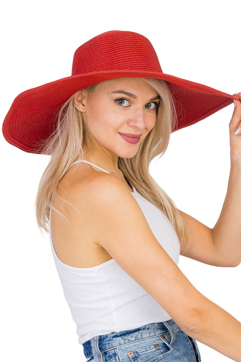 Cap Zone - Wholesale Straw Hat - Women's - Wire Brim Straw Beach Sun Hat45