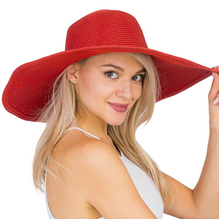 Cap Zone - Wholesale Straw Hat - Women's - Wire Brim Straw Beach Sun Hat45