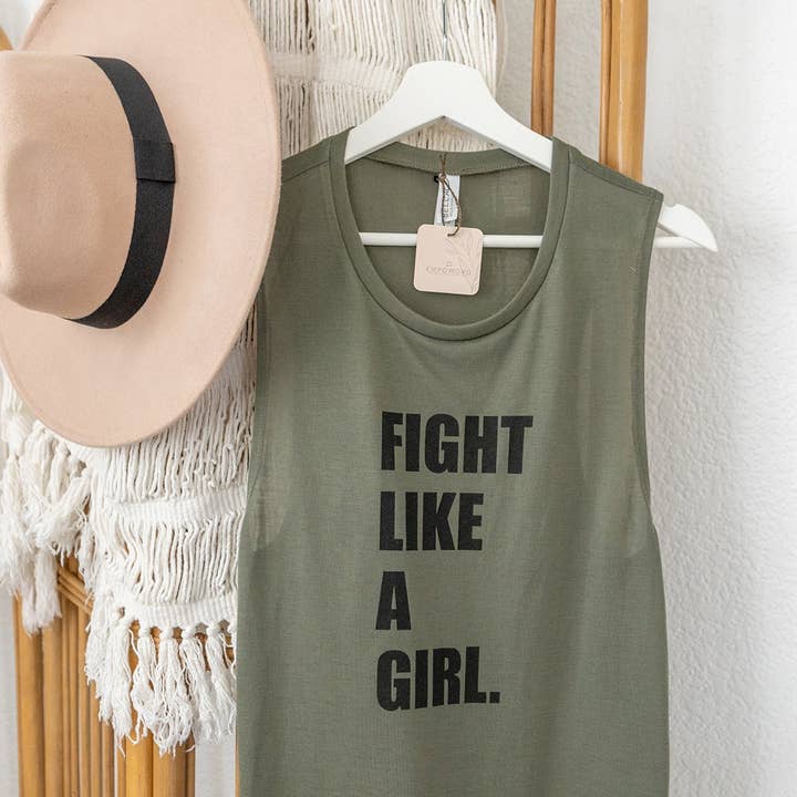 Fight Like a Girl Women's Muscle Tank for wholesale by Empoword Boutique