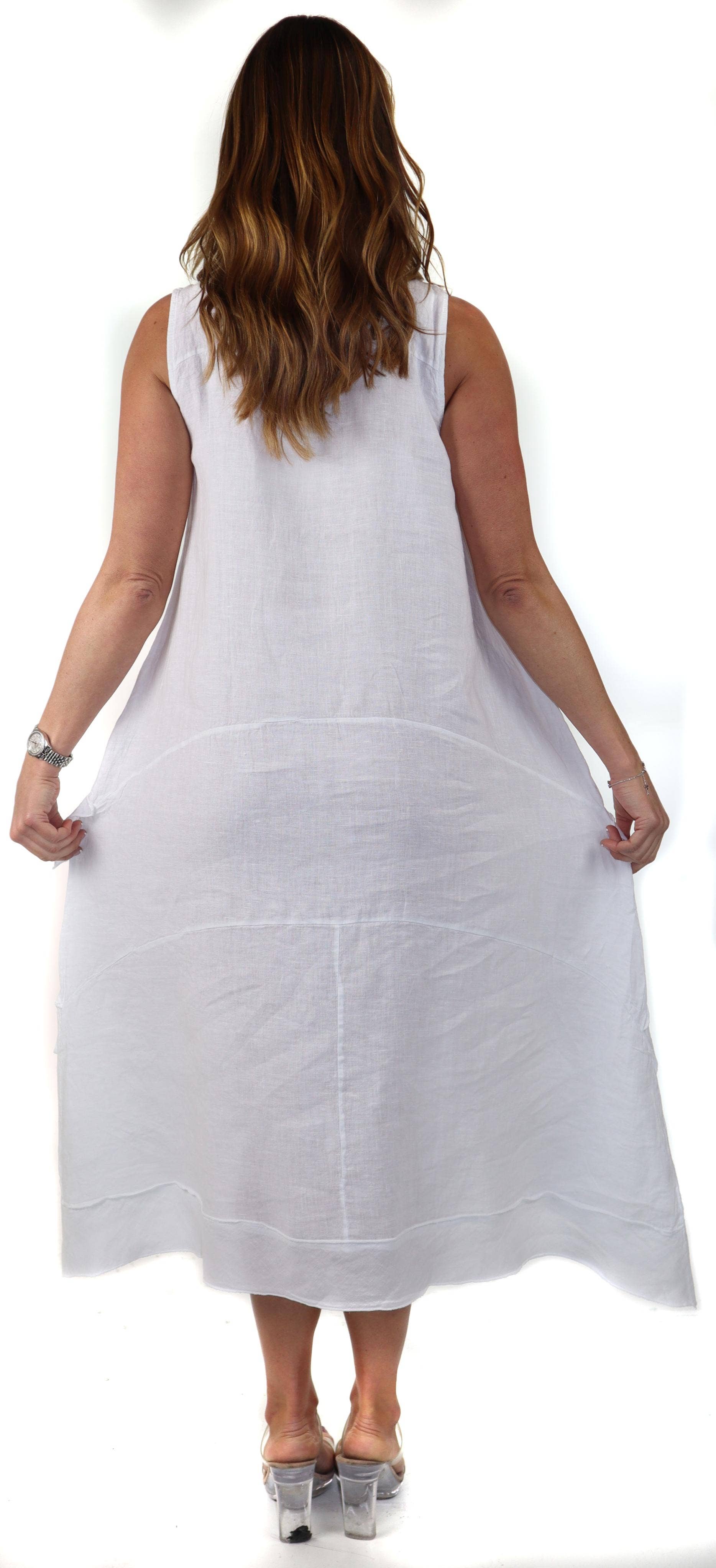 LINEN AND GAUZE - Wholesale Dress - Women's - Layered and Artsy, pure linen Asymmetrical Summer dress8