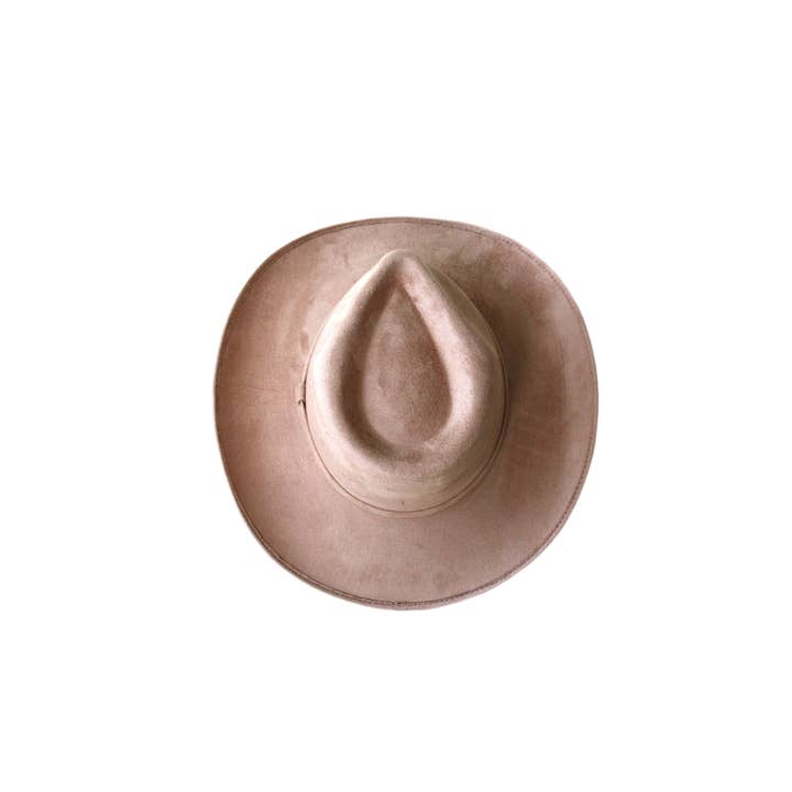 Wilder and Soul - Vente Chapeau de cowboy – femme - Chapeau de rancher cowboy en suédine vegan Amarillo - Cappuccino