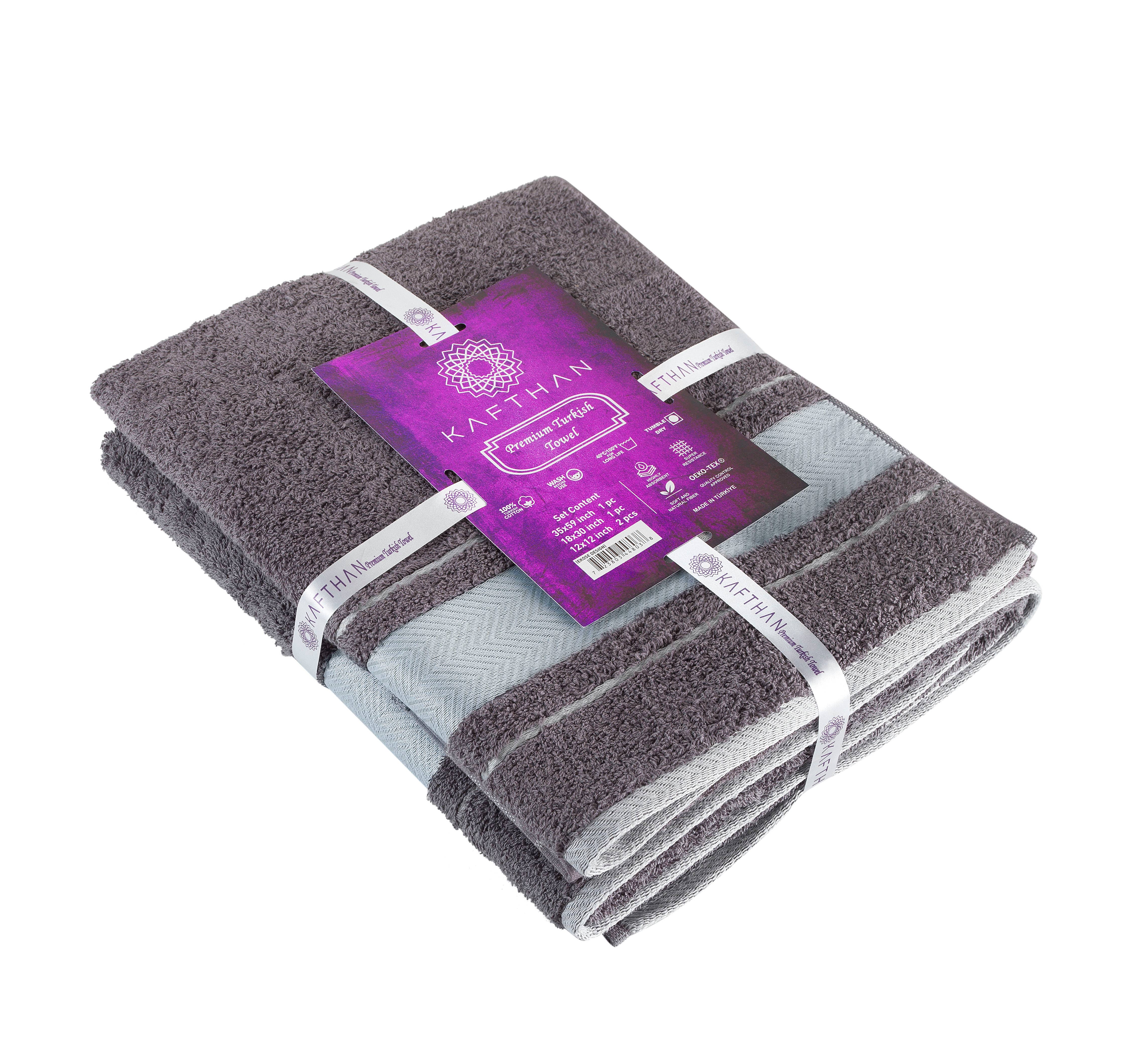 KAFTHAN - Vendita all'ingrosso Set asciugamani - Set di 4 asciugamani da bagno in cotone a spina di pesce natalizi e festivi3