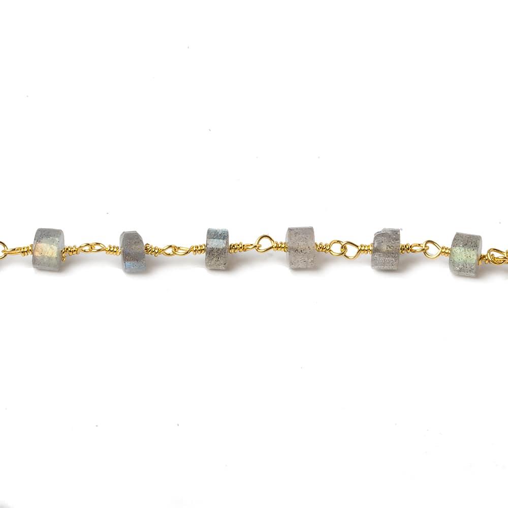 The Bead Traders – wholesale Beads – Labradorite Faceted Heshi Gold plated Chain by the foot 33 pieces1