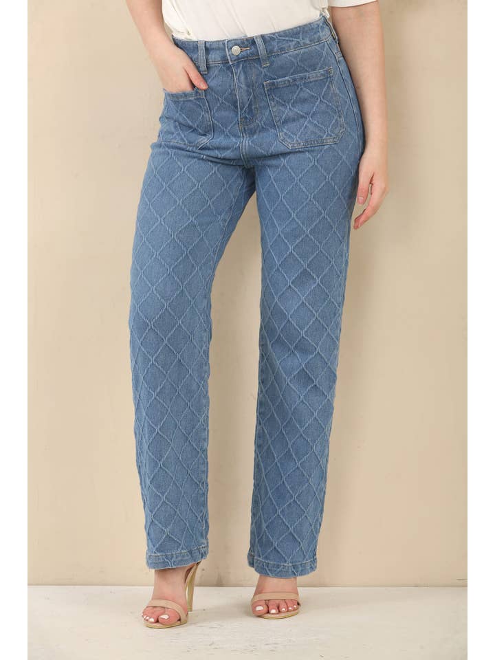 Kurt Muller - Wholesale Jeans - Women's - Textured Wide Leg Voggo Jeans
