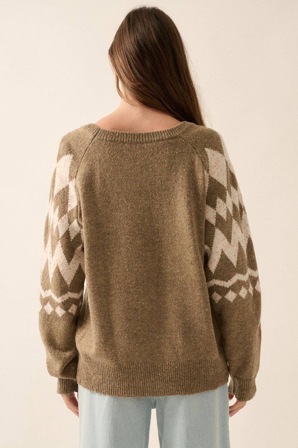 Promesa USA – wholesale Pullovertröja - Dam – Argyle Confetti Stickad Raglantröja med lös passform13