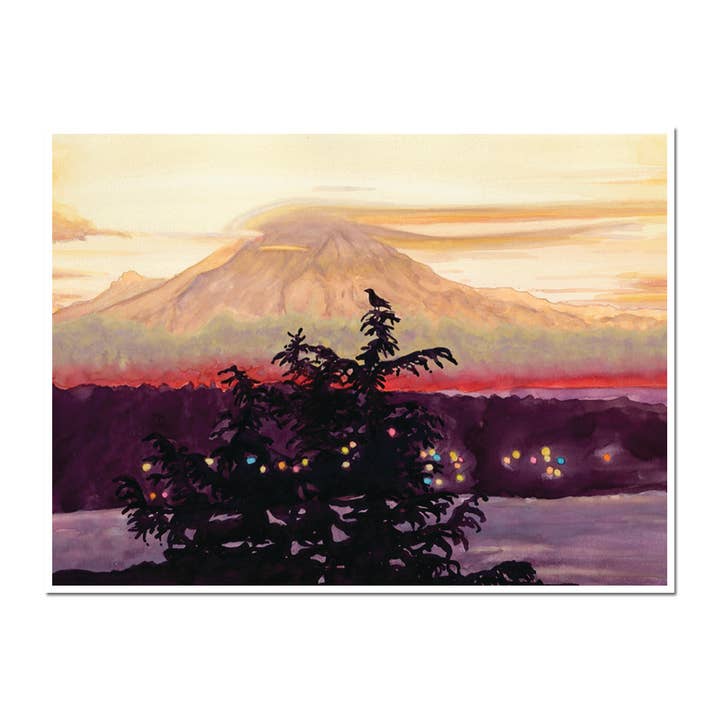 Cartão de férias do Monte Rainier - Oregon, Washington por atacado de Allport Editions