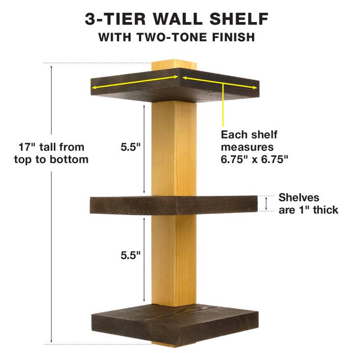 Three Tier Floating Corner Shelves - EGP-HD-0400 (Dark Brown for wholesale by Excello Global Products