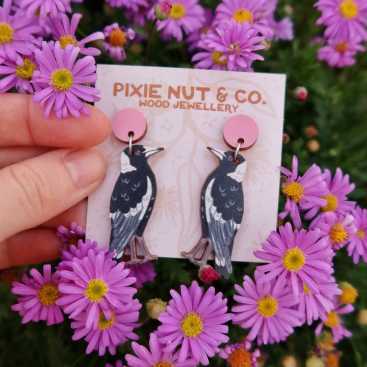 Pixie Nut & Co. - Wholesale Dangle earrings - Magpie Australian Bird Earrings3