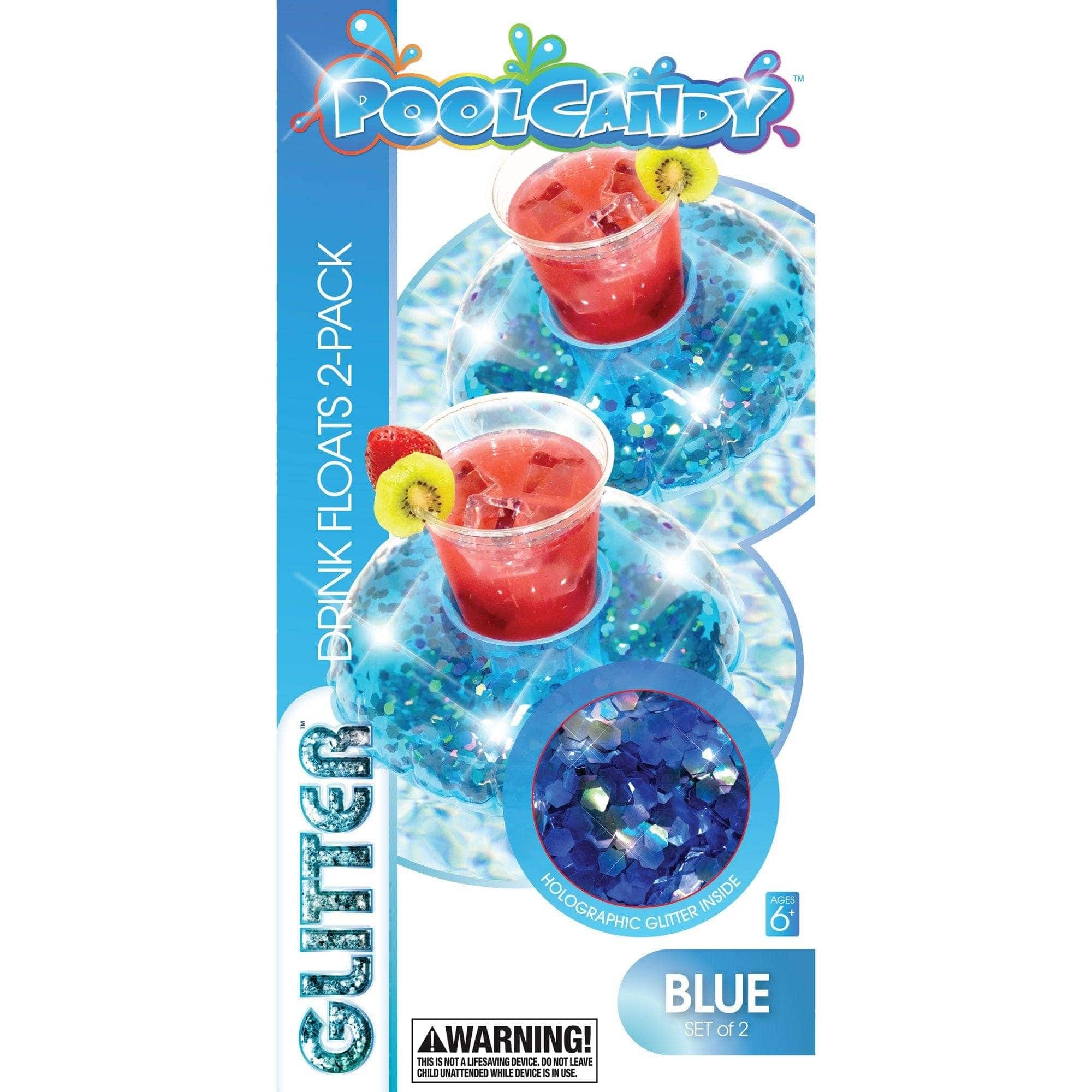 PoolCandy – Insufláveis por atacado – Conjunto de 2 Flutuadores para Bebidas com Purpurina Azul0
