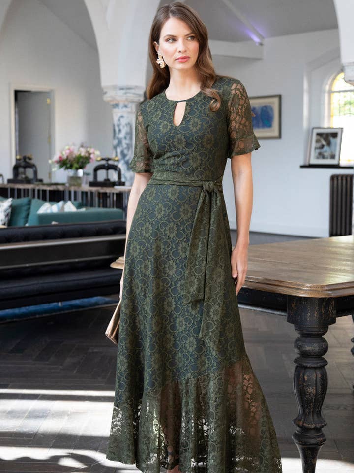 Keyhole Lace Dress with Asymmetric Hem for wholesale by HotSquash