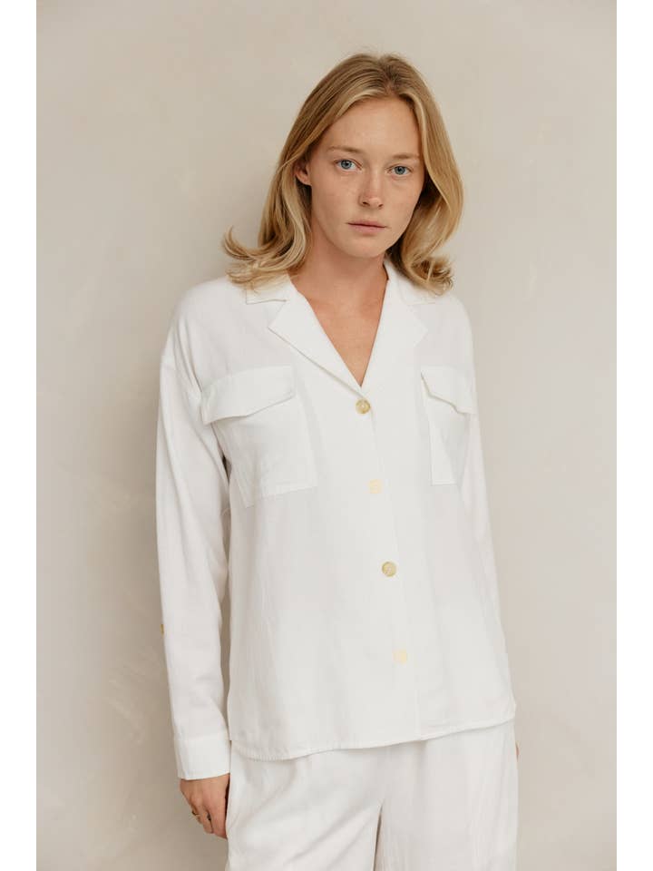 MOD REF - Wholesale Button Down Shirt - Women's - The Luciana Top | Relaxed Linen Button-Down Top