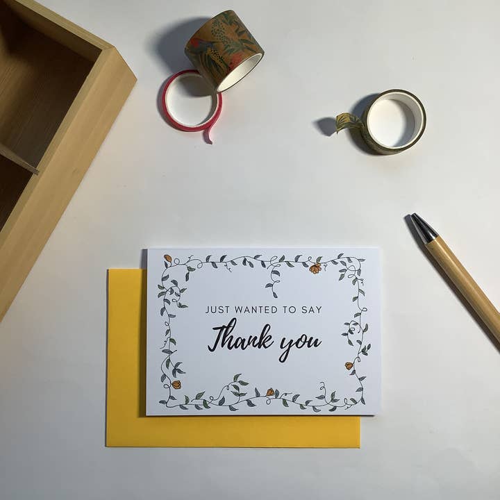 Tarjeta de agradecimiento con borde amarillo para venta al por mayor de Little Red Fox Designs