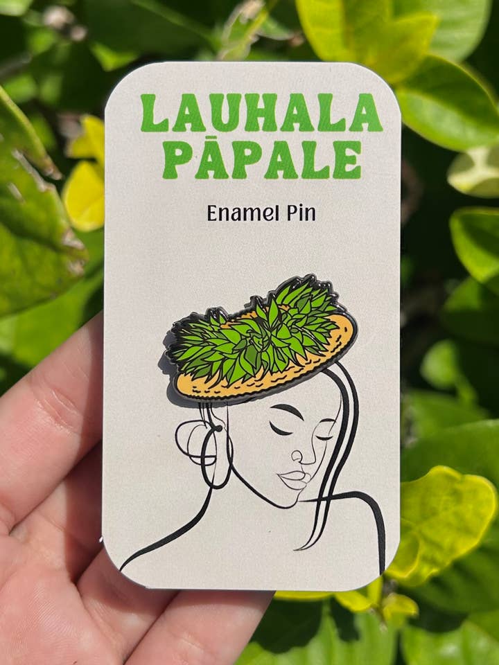 Lauhala Pāpale Enamel Pin for wholesale by Mahea Leah