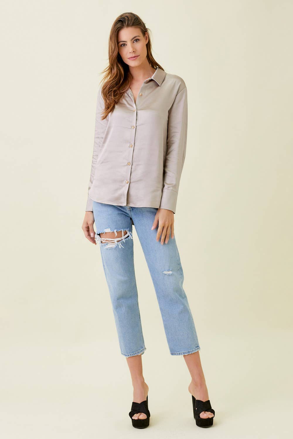 Mystree - Vente Chemise à col boutonné – femme - 20478 Chemise soyeuse11