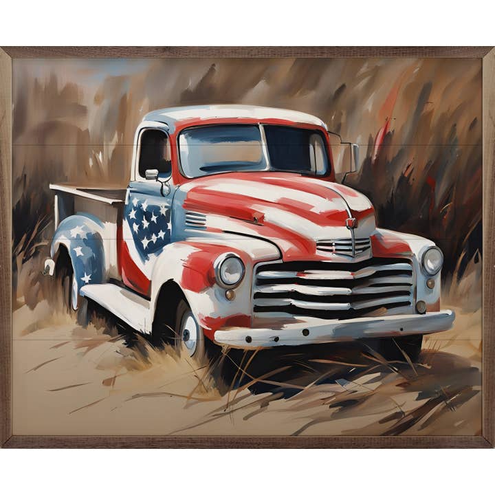American Flag Truck In Field for wholesale by Kendrick Home