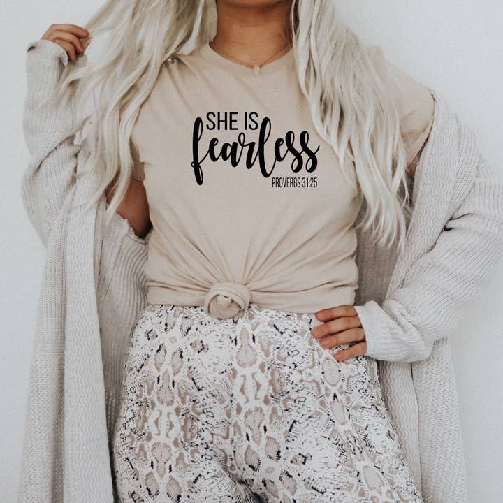 She Is Fearless Tee for wholesale by Peach Closet